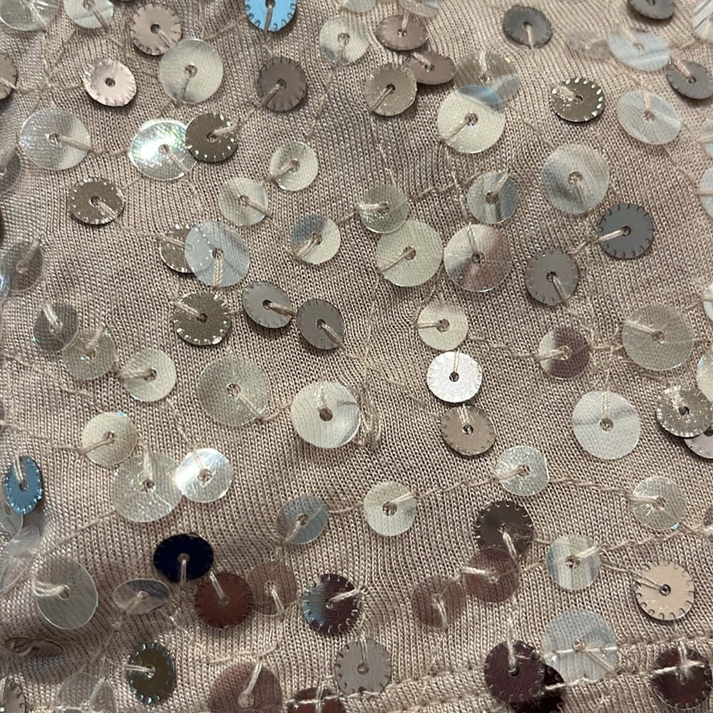 Apt 9 Sequin Embellished Drape Front Tank Top Size XL cream beige gold EUC - Picture 6 of 7